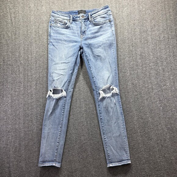 Buckle Black Jeans Mens 28x30 Light Wash Fit No 53 Skinny Distressed Ripped - Picture 1 of 9